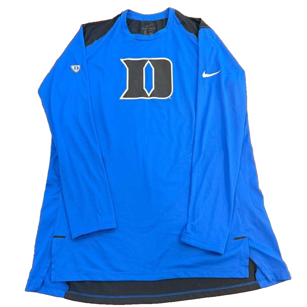 Duke Blue Devils Men Large XL Basketball Nike Dri-FIT Elite Training Long Sleeve